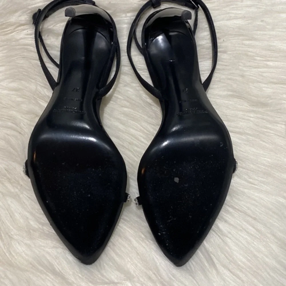 Saint Laurent Gloria sandals in crepe satin with Rhinestones size‎ 37EU